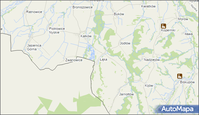 mapa Łąka gmina Otmuchów, Łąka gmina Otmuchów na mapie Targeo