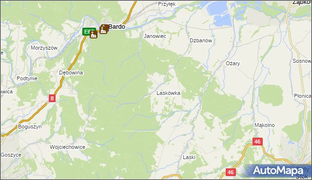 mapa Laskówka gmina Bardo, Laskówka gmina Bardo na mapie Targeo