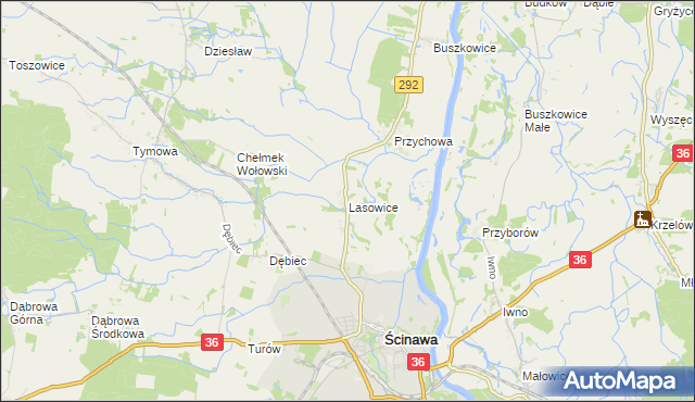 mapa Lasowice gmina Ścinawa, Lasowice gmina Ścinawa na mapie Targeo
