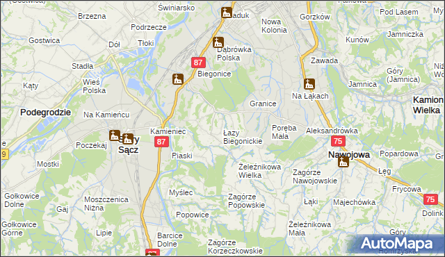 mapa Łazy Biegonickie, Łazy Biegonickie na mapie Targeo