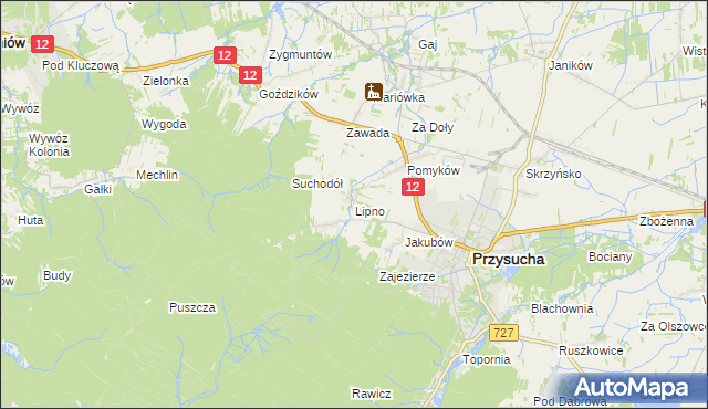 mapa Lipno gmina Przysucha, Lipno gmina Przysucha na mapie Targeo