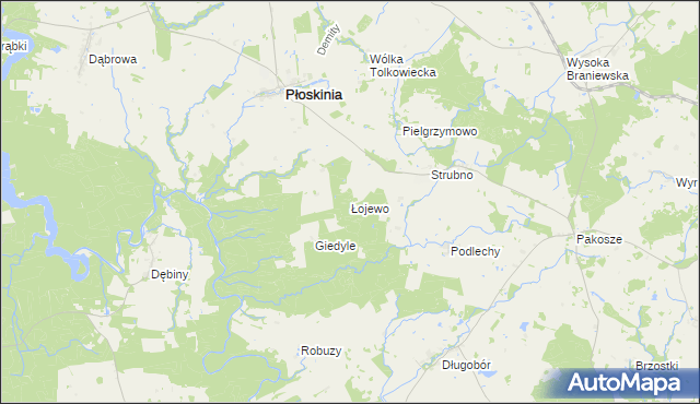 mapa Łojewo gmina Płoskinia, Łojewo gmina Płoskinia na mapie Targeo