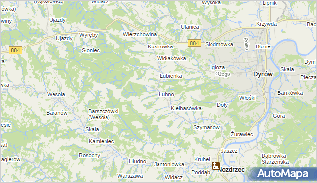 mapa Łubno gmina Dynów, Łubno gmina Dynów na mapie Targeo