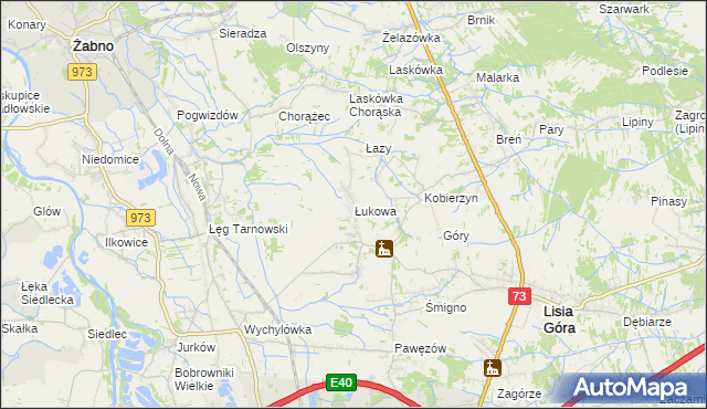 mapa Łukowa gmina Lisia Góra, Łukowa gmina Lisia Góra na mapie Targeo