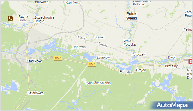 mapa Łysaków gmina Zaklików, Łysaków gmina Zaklików na mapie Targeo