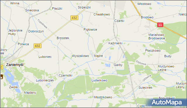 mapa Mądre, Mądre na mapie Targeo