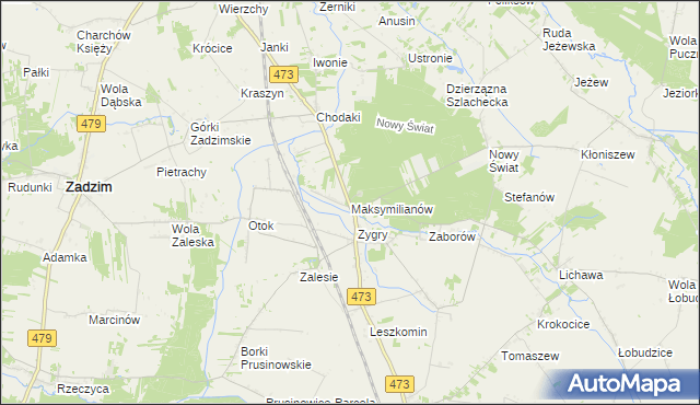 mapa Maksymilianów gmina Zadzim, Maksymilianów gmina Zadzim na mapie Targeo