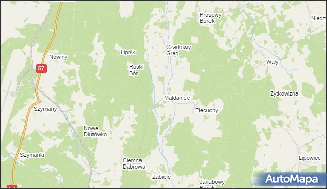 mapa Małdaniec, Małdaniec na mapie Targeo