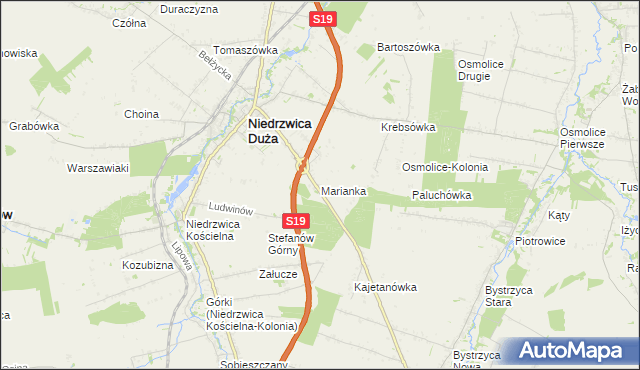 mapa Marianka gmina Niedrzwica Duża, Marianka gmina Niedrzwica Duża na mapie Targeo