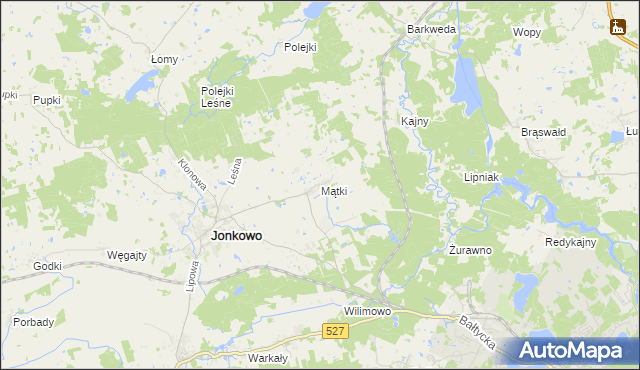 mapa Mątki gmina Jonkowo, Mątki gmina Jonkowo na mapie Targeo