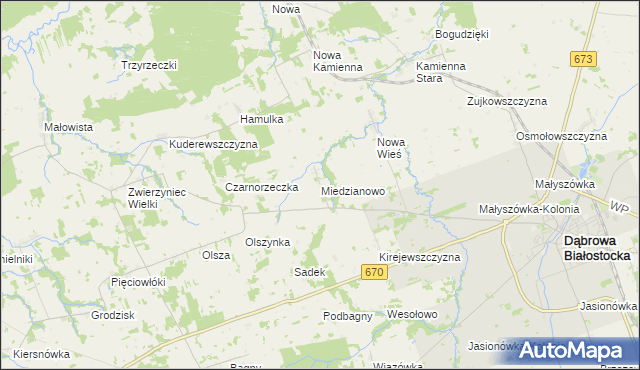 mapa Miedzianowo, Miedzianowo na mapie Targeo