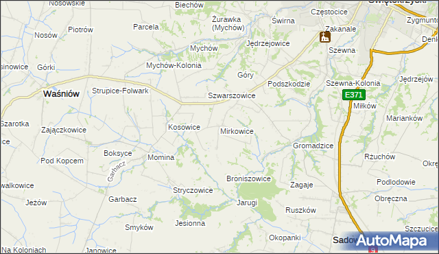 mapa Mirkowice gmina Bodzechów, Mirkowice gmina Bodzechów na mapie Targeo