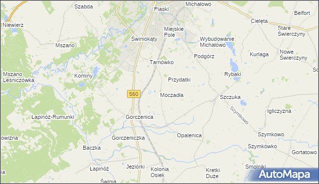 mapa Moczadła gmina Brodnica, Moczadła gmina Brodnica na mapie Targeo