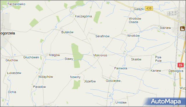 mapa Mokronos gmina Koźmin Wielkopolski, Mokronos gmina Koźmin Wielkopolski na mapie Targeo