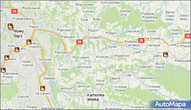 mapa Mystków, Mystków na mapie Targeo