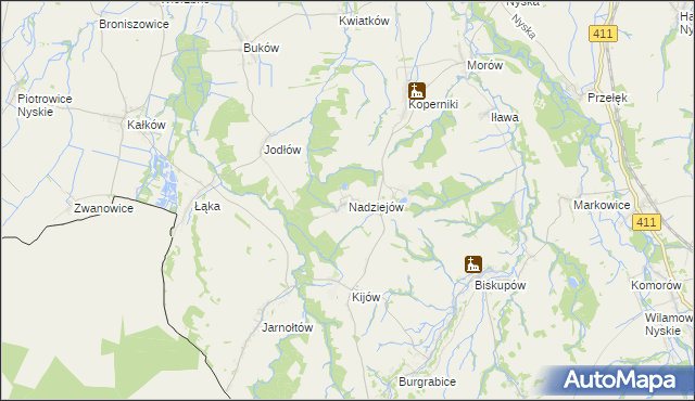 mapa Nadziejów gmina Otmuchów, Nadziejów gmina Otmuchów na mapie Targeo