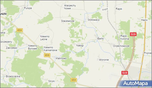 mapa Nałogi, Nałogi na mapie Targeo