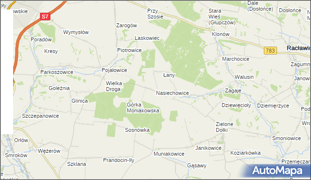 mapa Nasiechowice, Nasiechowice na mapie Targeo