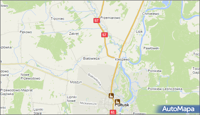 mapa Olszak gmina Pułtusk, Olszak gmina Pułtusk na mapie Targeo