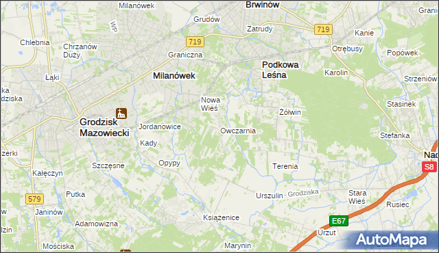 mapa Owczarnia gmina Brwinów, Owczarnia gmina Brwinów na mapie Targeo