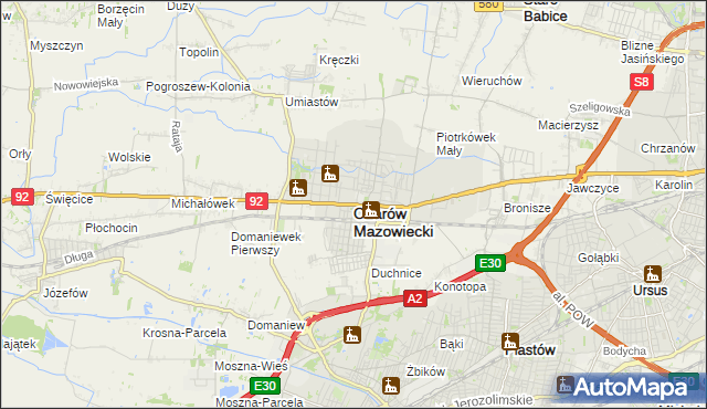 mapa Ożarów Mazowiecki, Ożarów Mazowiecki na mapie Targeo
