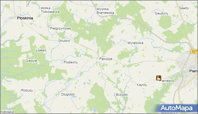 mapa Pakosze, Pakosze na mapie Targeo