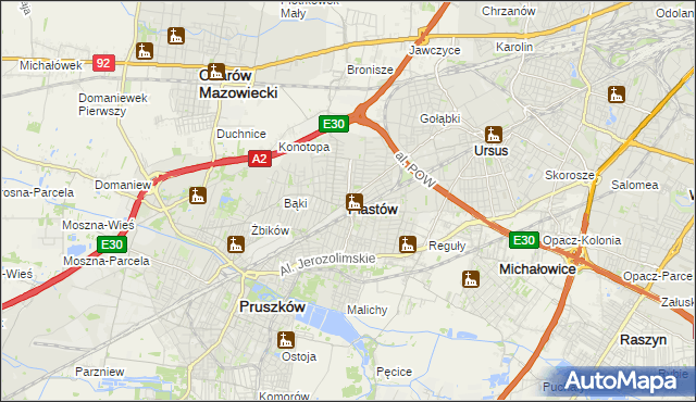 mapa Piastów powiat pruszkowski, Piastów powiat pruszkowski na mapie Targeo