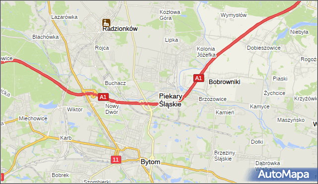 mapa Piekary Śląskie, Piekary Śląskie na mapie Targeo