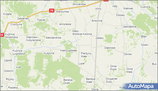 mapa Pierzyny Duże, Pierzyny Duże na mapie Targeo