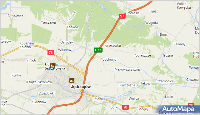 mapa Podchojny, Podchojny na mapie Targeo