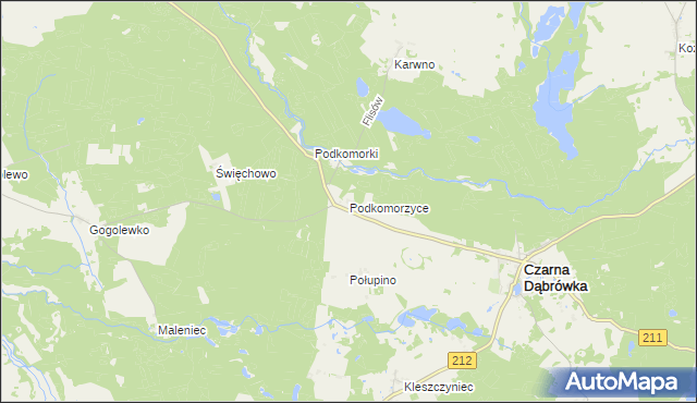 mapa Podkomorzyce, Podkomorzyce na mapie Targeo