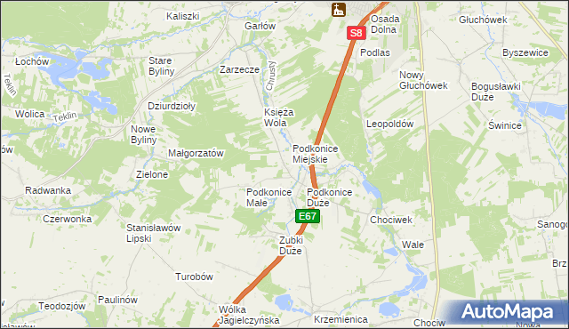 mapa Podkońska Wola, Podkońska Wola na mapie Targeo