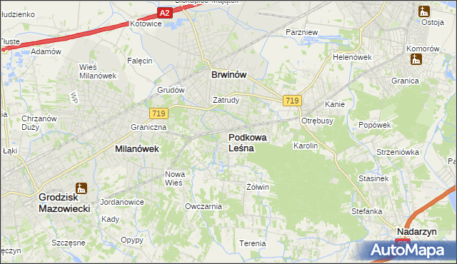 mapa Podkowa Leśna, Podkowa Leśna na mapie Targeo