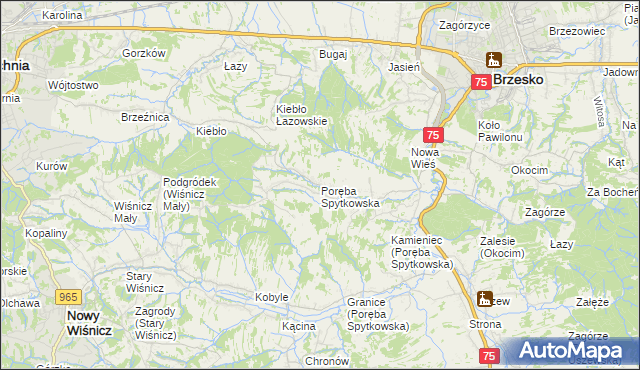 mapa Poręba Spytkowska, Poręba Spytkowska na mapie Targeo