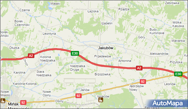 mapa Przedewsie gmina Jakubów, Przedewsie gmina Jakubów na mapie Targeo