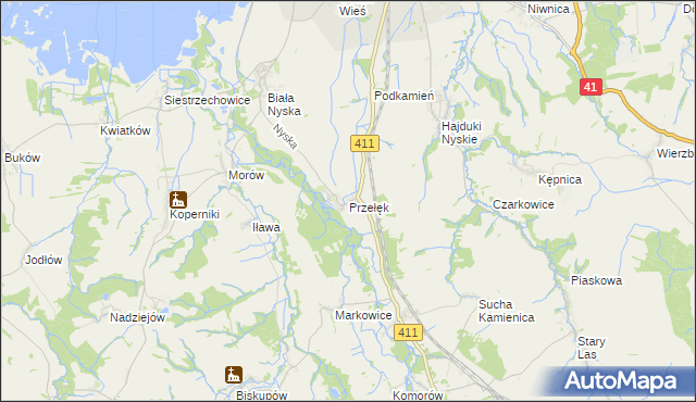 mapa Przełęk gmina Nysa, Przełęk gmina Nysa na mapie Targeo