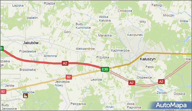mapa Przytoka gmina Kałuszyn, Przytoka gmina Kałuszyn na mapie Targeo
