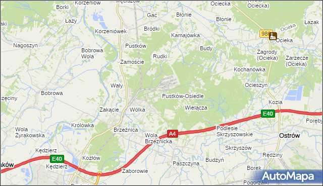 mapa Pustków-Osiedle, Pustków-Osiedle na mapie Targeo