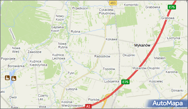 mapa Radostków, Radostków na mapie Targeo