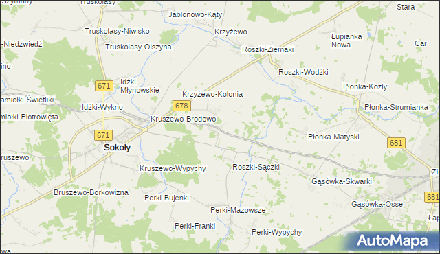 mapa Roszki Leśne, Roszki Leśne na mapie Targeo