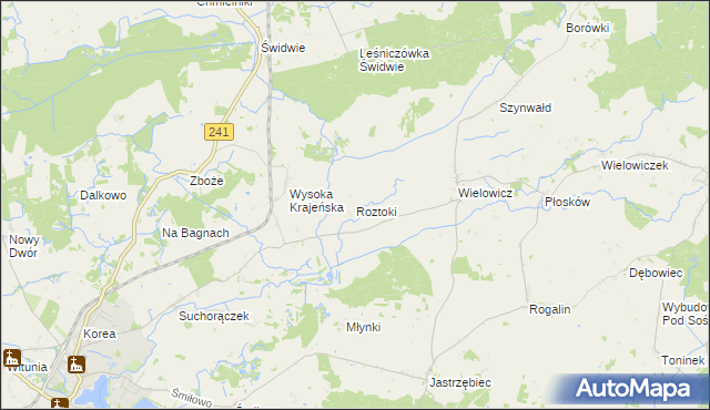 mapa Roztoki gmina Sośno, Roztoki gmina Sośno na mapie Targeo