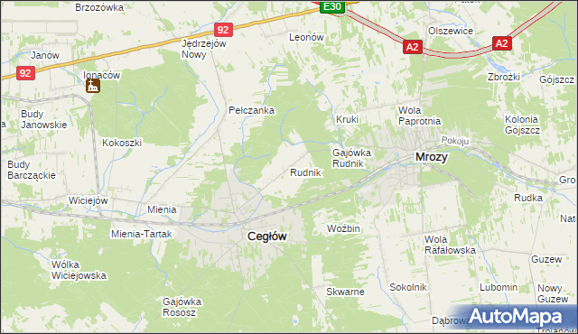 mapa Rudnik gmina Cegłów, Rudnik gmina Cegłów na mapie Targeo