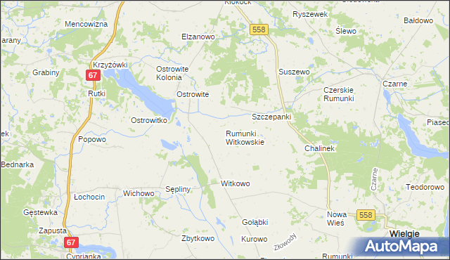 mapa Rumunki Witkowskie, Rumunki Witkowskie na mapie Targeo