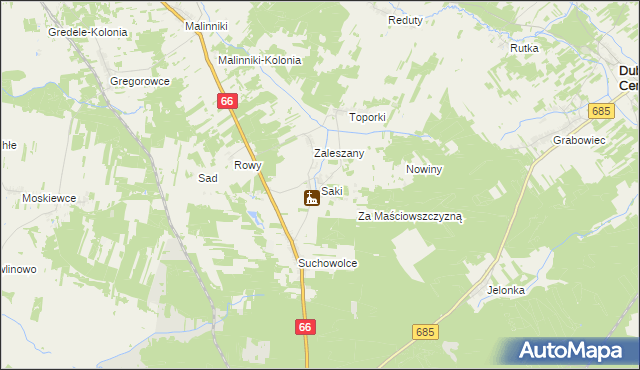 mapa Saki gmina Kleszczele, Saki gmina Kleszczele na mapie Targeo