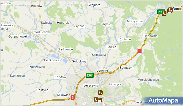 mapa Ścinawica, Ścinawica na mapie Targeo