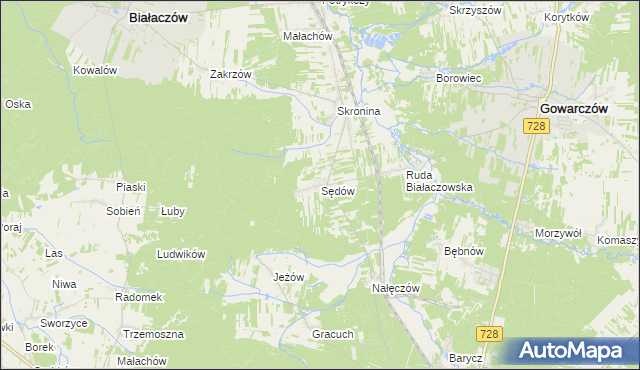 mapa Sędów gmina Białaczów, Sędów gmina Białaczów na mapie Targeo