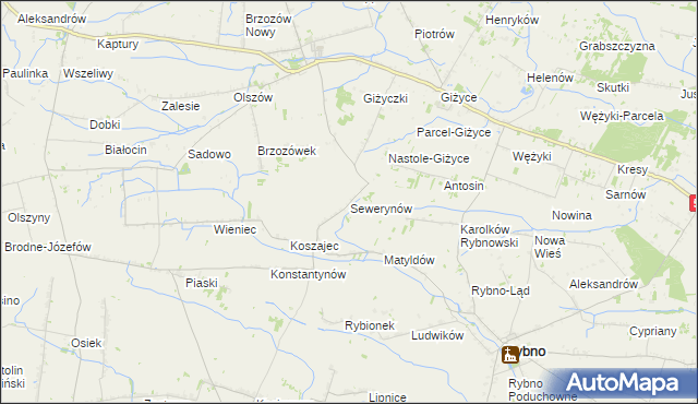 mapa Sewerynów gmina Iłów, Sewerynów gmina Iłów na mapie Targeo