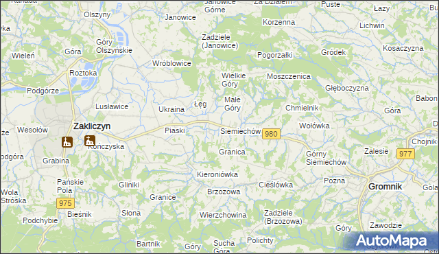 mapa Siemiechów gmina Gromnik, Siemiechów gmina Gromnik na mapie Targeo