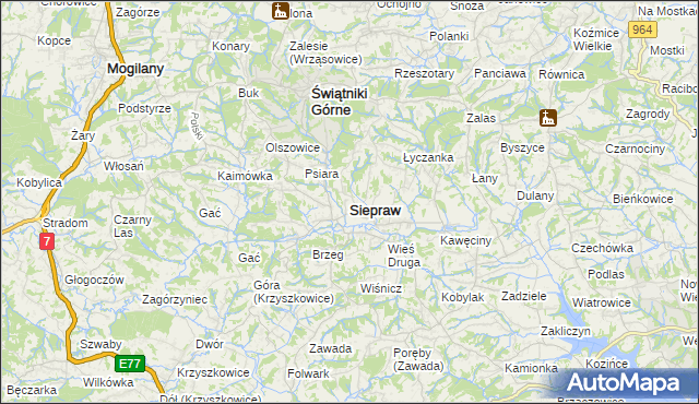 mapa Siepraw, Siepraw na mapie Targeo