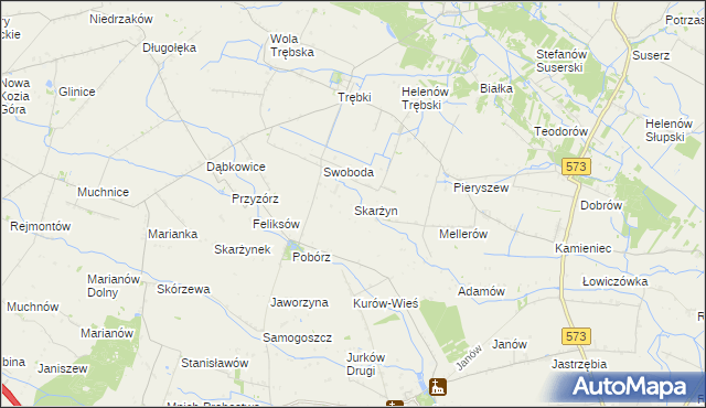 mapa Skarżyn gmina Oporów, Skarżyn gmina Oporów na mapie Targeo